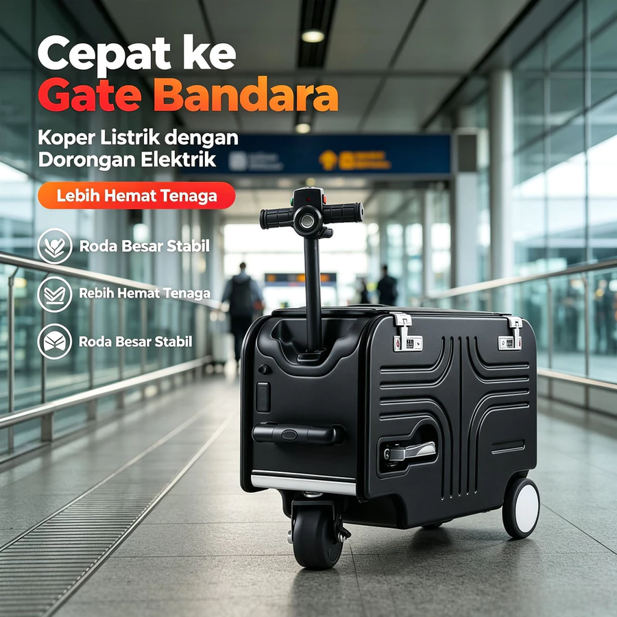 TUTTOO Koper TO02 20 Iinch 8KG BLACK/SILVERY Berkendaraan Bagasi Koper Listrik