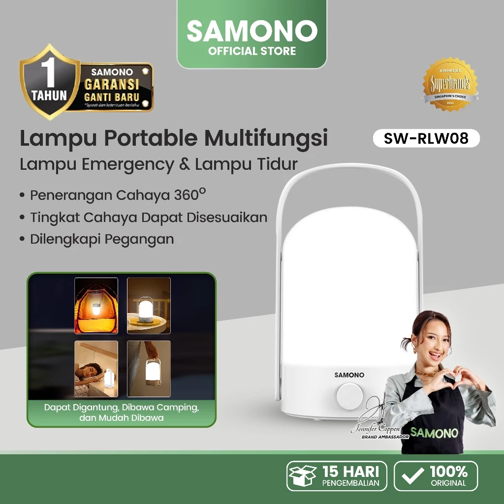 SAMONO Lampu Emergency LED Lampu Tidur Darurat Portable Serbaguna Penerangan 360 Derajat Tahan Lama 50 Jam Baterai Lithium